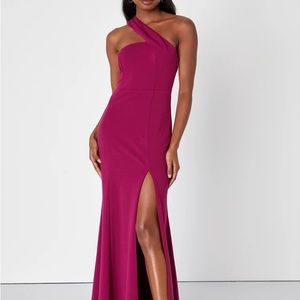 Remarkable Presence Magenta Purple One-Shoulder Maxi Dress